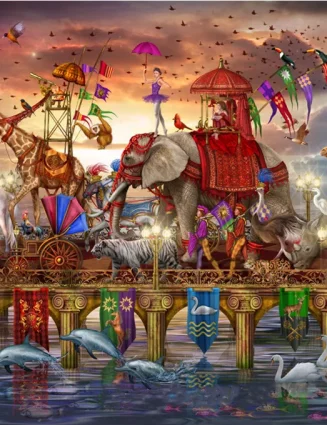 Circus Cross Stitch One way traffic Needlework 14CT Canvas Unprinted Handmade Embroidery Cross Stitch Kits Set DIY Home Decor